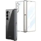 For Samsung Galaxy Z Fold6 Magnetic Hinge Clear Case with Screen Protector Stand