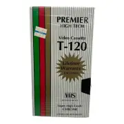 Premier VHS Video Cassette Tape High Tech Super High Grade Chrome T-120 Blank
