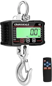 [JAJAJ] Industrial Digital Crane Scale 1000kg Crance Scale, Portable Electronic Heavy Duty Weight Hook Crane, Industrial Grade Weighing Meter Digital LCD Display for Farm,Livestock,Factory,Construction(Black)