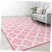 Shag Moroccan Area Rug for Living Room, 4x6 Feet Modern Geometric Rug, Fluffy