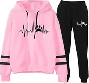 [YongXinMY] Women's Tracksuit Two-Piece Set Dog Heart 3D Printed Hoodie and Sweatpants Set Autumn Winter Leisure Sportswear Set