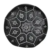Black Full Embroidered Moroccan Leather Ottoman Pouffe