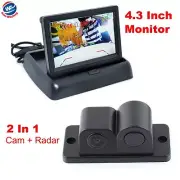 Car Reverse Parking Camera With Radar Sensor 4.3" Foldable LCD Rear View Monitor