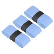 3Pcs PU Tennis Racket Grip Tape Racquet Overgrip Flat Adhesive, Sky Blue