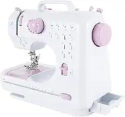 2-Speed Double Thread Sewing Machine, Electric Sewing Machines with 12 Stitch Patterns, LED Light, Foot Pedal for Family Travel,