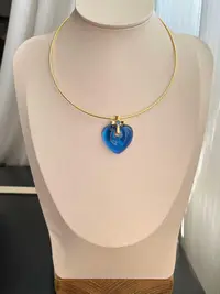在飛比找Yahoo!奇摩拍賣優惠-【保存品】Lalique法國萊儷頂級藍水晶心形吊墜項鍊 可拆