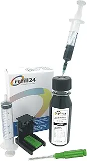 refill24 Refill Set: Refill Ink 100 ml Compatible with Printer Cartridges Canon PG-510 PG-512 Black + Accessories + Instructions (English Language not Guaranteed), Refill Set with Printer Ink for