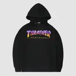 【QUEST】現貨 日線 THRASHER HOMETOWN HOODIE 字體LOGO 黑紫 漸層字體 帽T 黑色