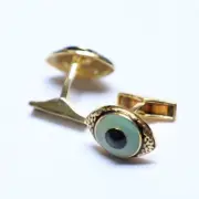 925 Sterling Silver Blue Black Enamel Gold Plated Fried Egg Shape Cufflink Gift