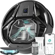 LEFANT M320 Robot Vacuum and Mop Combo, Tangle-Free 6000Pa Strong Suction Robotic Vacuum Cleaner, 240 Mins Runtime, Self-Charging, Visible 800ML Dustbin, Works with Alexa, Ideal for Pet Hair, Black