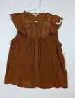 Nanette Lepore Peasant Top Women's Small Glazed Ginger Brown Sleeveless Boho NWT