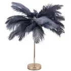 (Gray UK Plug 230V)G4 Ostrich Feather Table Lamp Night Light Bedside Light JY