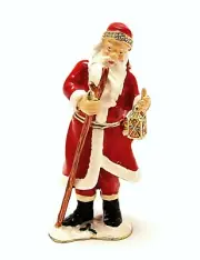 Santa Clause with Lantern Trinket Box. Hand Made with Swarovski Crystals