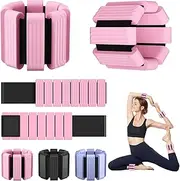 Weighted Bangles - Adjustable Pilates Ankle and Wrist Weights for Women & Men, 2 lbs Weighted Arm Bands Foot Leg Weights for Walking, Yoga, Training, Exercise, Running, Set of 2 (1LB Each)