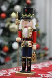 Nutcracker Christmas Decorations Wooden 14 inches Soldier Holding Night Light
