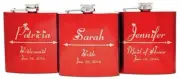 Beautiful Glossy Red Flask, personalized, Gift Box +Funnel +Shots, Wedding Party
