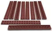 Lego 10 New Dark Red Plates 2 x 16 Studs Pieces