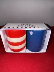 2 Sets Fourth of July Red, White and Blue Patriotic Salt & Pepper Shakers