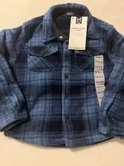 Member's Mark Boys Sherpa Lined Shacket Size XS 4/5 Blue Plaid
