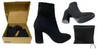 Mia Erika Womens Block Heeled Mesh Pullup Boots Black SIZE 6 Vegan Cruelty Free