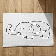 CEVAN Indoor Mats For Front Cute Living Room Cartoon Elephant Entrance Black And White Soft Flannel Surface, Customizable Design, Non-Slip Doormats 50x80cm