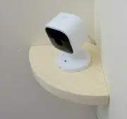 Corner Shelf Baby Monitor Speaker Round Wooden Floating White Rustic