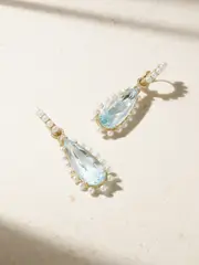 [Irene Neuwirth] Irene Neuwirth - Gemmy Gem 18-karat Gold Diamond, Aquamarine And Pearl Earrings - One size One size Gold