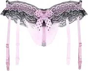 [GRRKDFQ] Women Lingerie Crotchless Open Lace Bowknot Thongs