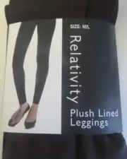 Relativity Plush Lined Leggings Medium Dark Brown M-L 135 to 170 lbs. NWT