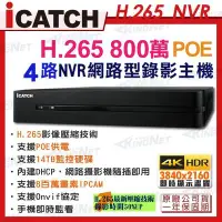 在飛比找Yahoo!奇摩拍賣優惠-iCATCH 4路 H.265 800萬畫素 PoE NVR