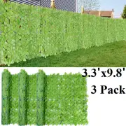 3 Pack 3.3x9.8FT Faux Ivy Leaf Artificial Hedge Privacy Fence Screen Wall Decor