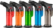 5 Pack Torch Lighters Set, Butane Refillable Jet Flame Torch Lighter, Windproof, Safe, Multi Utility Lighter for Candles, Fireplaces, Campfires, Grill (Without Butane) (5 Pcs Multicolor)