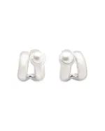 kate spade new york Keep Sparkling Imitation Pearl Double Huggie Hoop Earrings