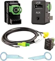 MeiKeL Car AUX USB Audio Cable Switch Plug Button Fit for Volkswagen Passat B6 B7 CC Touran Polo Install (Color Name : Aux USB Switch Set)