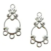 10 Earring Bead Findings Blank Silver Fancy Round Teardrop Earring Drops Loops
