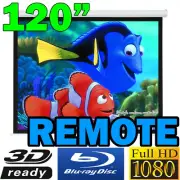120" Inch Electric Motorised Home Theatre HD Projector Screen TV Projection 3D