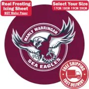 Manly Warringah Sea Eagles Edible Image Cake Topper Round Frosting Icing Party