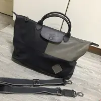 在飛比找蝦皮購物優惠-限量 longchamp 拼接色 小牛皮 小羊皮 購物 旅行