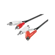 Goobay Stereo Connector Cable RCA with Passthrough 1.5M for Speakers/Amplifiers - Black - Black