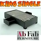 KING SINGLE ENSEMBLE BED BASE WITH 2 DRAWERS ROBERTO RANGE IN MIDNIGHT FABRIC