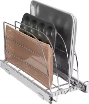 Pull Out Organizer for Cookie Sheet, Cutting Board, Bakeware, and Tray, Sliding