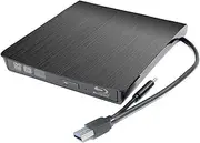 USB 3.0 & Type-C External Blu-ray Burner Player, for Lenovo Laptop ThinkPad X1 Yoga Carbon 480 490 T490 E15 IdeaPad 3 340 S340 S145 L340, Portable 6X 3D BD-R RE DL TL QL 8X DVD+-RW Writer
