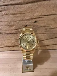 在飛比找Yahoo!奇摩拍賣優惠-鋼鐵錶棧Rolex 勞力士 18038 金色丁字面盤  18