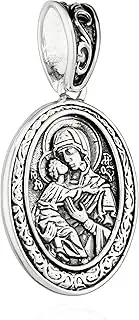 [NKlaus] Detailed Icon Pendant 925 Silver Mother of God of Vladimir 22 mm x 16.5 mm 15549, Silver