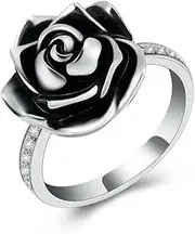 BIAIHQIE Cremation Ring for Ashes Stainless Steel Rose Flower Urn Rings Funeral Finger Rings Keepsake Memorial Ash Jewelry for Women Rose-6