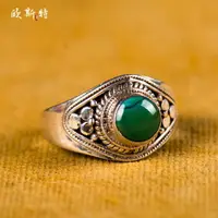 在飛比找ETMall東森購物網優惠-925銀西藏首飾戒指 尼泊爾手工天然松石西藏民族風指環 可調