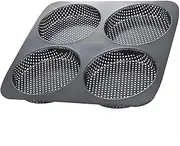 HOMOMSAE Hamburger Bun Pan, 5 Inch Non-Stick Carbon Steel Hamburger Mold, 4 Cup Big Baking Pan for Homemade Hamburger Buns Meat Pie Bread Mini Pizza