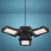 3 Panel Black Solar Battery Motion Sensor Pendant Outdoor Garage Security Light