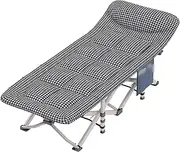 Oxford Cloth Foldable Camping Bed with Pillow Oversized Camp Bed Breathable Folding Bed Comfortable Camping Outdoor Bed