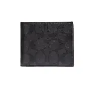 COACH Men's 3-In-1 Wallet (Signature Canvas, Black - Black - Oxblood)